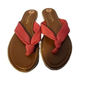 MARIELLA Thong Sandals Italian Coral Slip On Size 7